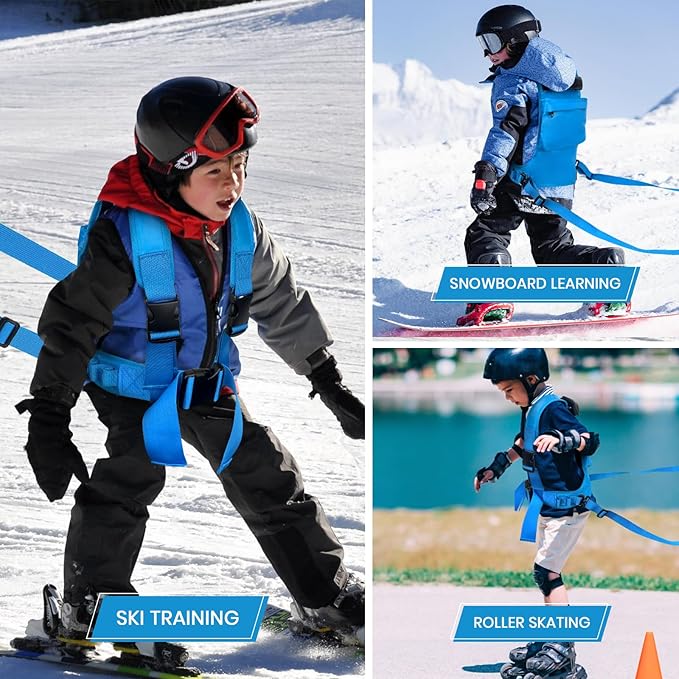 Ski Harness for Kids,Ski and Snowboard Training Harness with 2 Leashes & Backpack,Control Steer & Speed,Perfect for Beginners