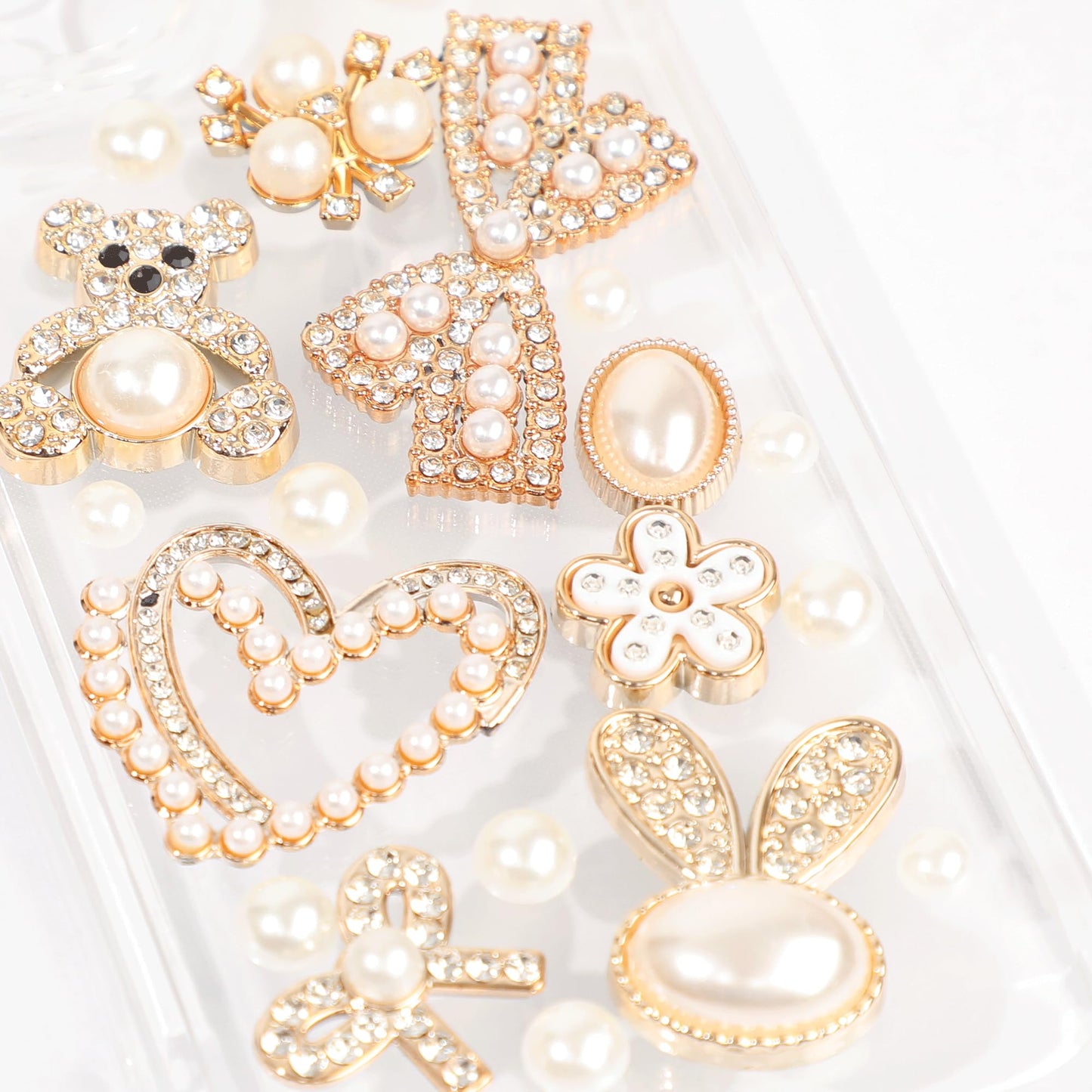 Junk Case Charms Kit with Gule, Junk Phone Case Decorating Kit with Bling Flower Butterfly Flatback Pearls Rhinestone Accessories for DIY Phones Case Deco Making Supplies