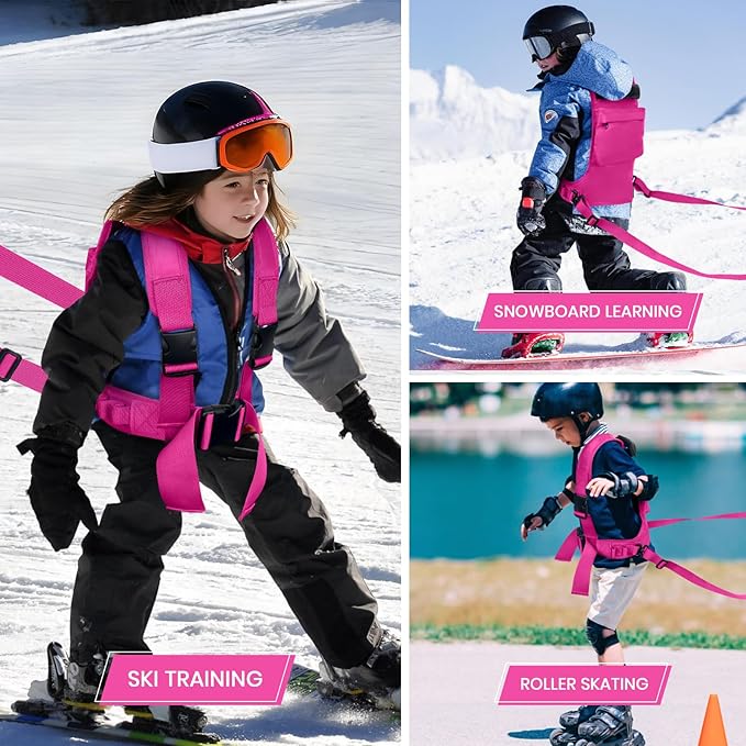 Ski Harness for Kids,Ski and Snowboard Training Harness with 2 Leashes & Backpack,Control Steer & Speed,Perfect for Beginners