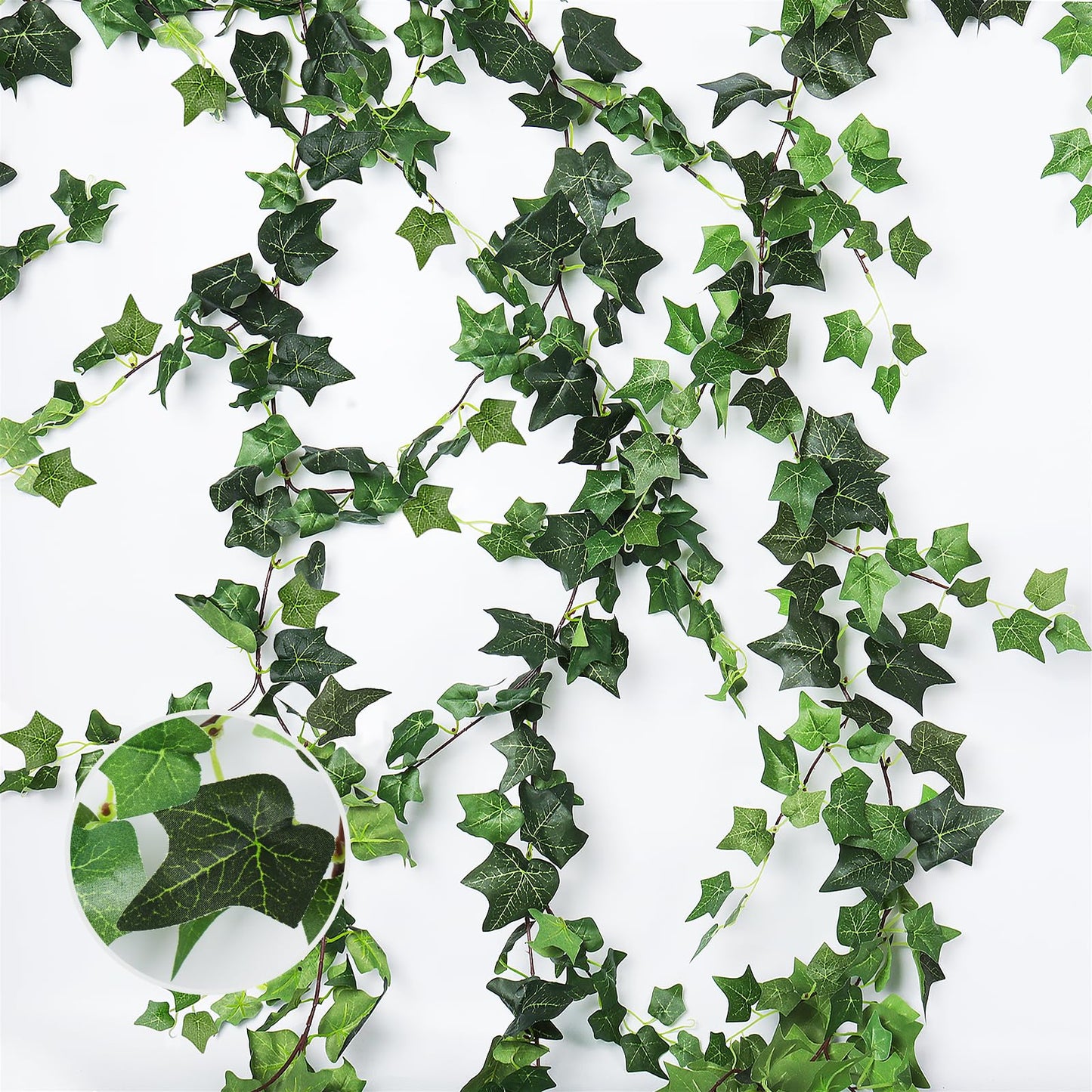 RECUTMS 3 Strands Artificial Ivy Vines 6.3Ft Green Ivy Garland Faux Hanging Plants Greenery Decoration Artificial Vines for Spring Home Decor Indoor Home Wall Wedding Room Easter Decor(Green)