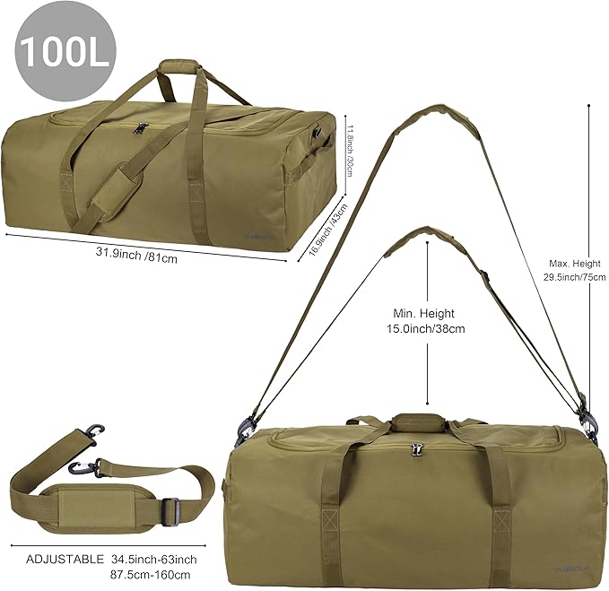 Large Duffle Bag for Travel, 100L Travel Bags for Men Extra Large Duffel Bag Water & Tear Resistant Women Weekender Bag w/Shoulder Strap for House Moving Travel Essentials Camping Gear Storage