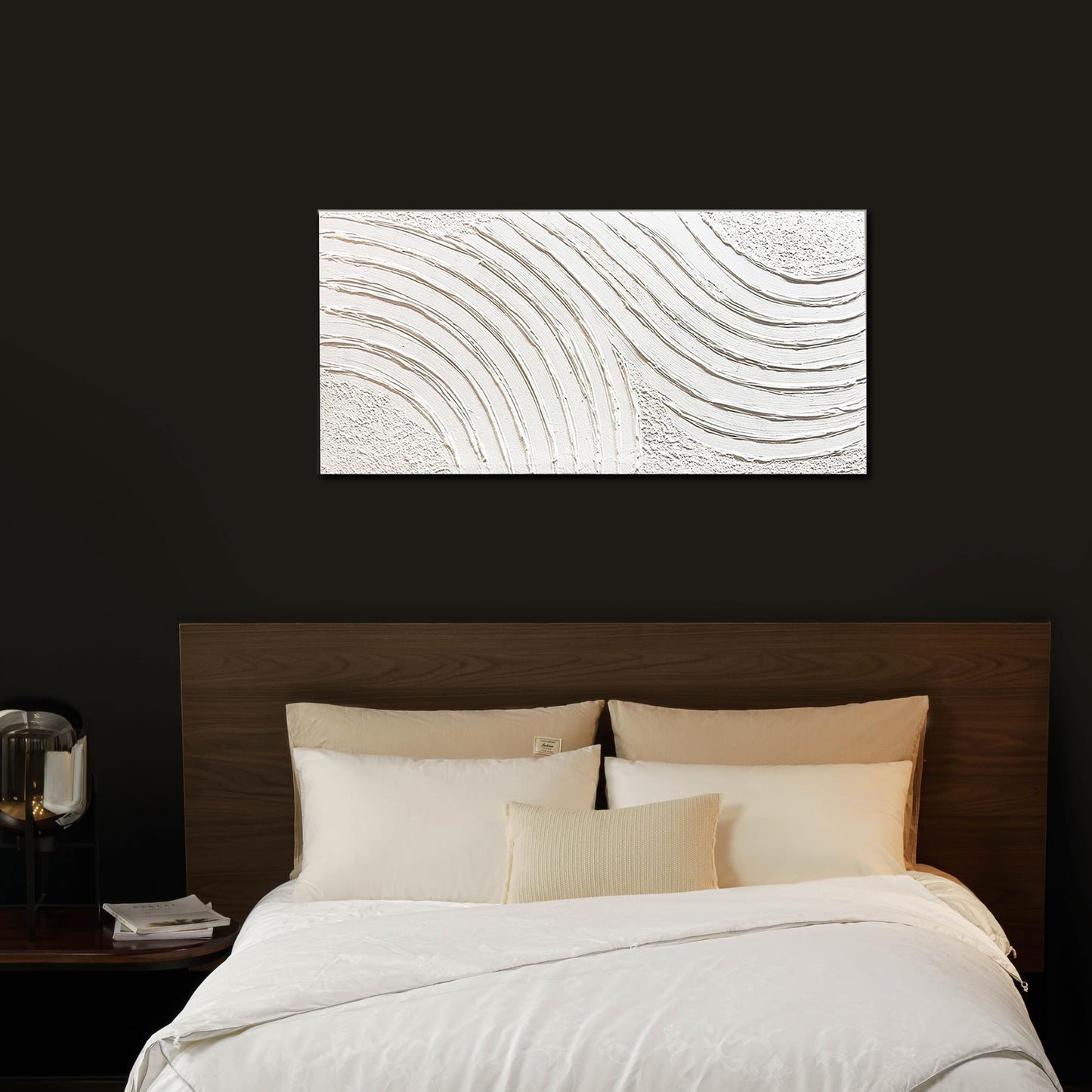 Trogonup Large Abstract Canvas Wall Art for Living Room Hand Painted White Minimalist Textured Painting Modern Neutral Artwork for Bedroom Home Office Decor Ready to Hang 20x40 Inch