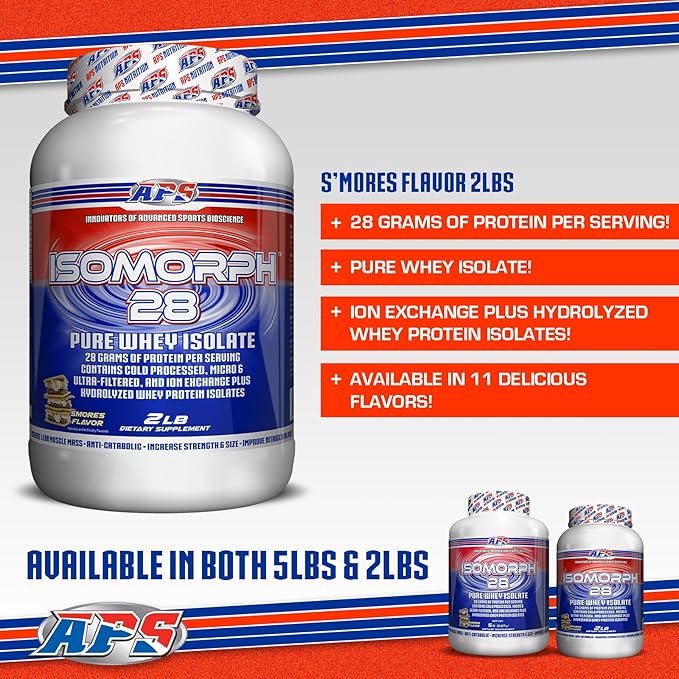 APS Nutrition Isomorph 28 Protein Powder | Pure Whey Isolate | Cold Pressed, Ultra- Filtered, & Ion Exchange Isolates | 28g Protein | 2 Pound (S?™Mores)