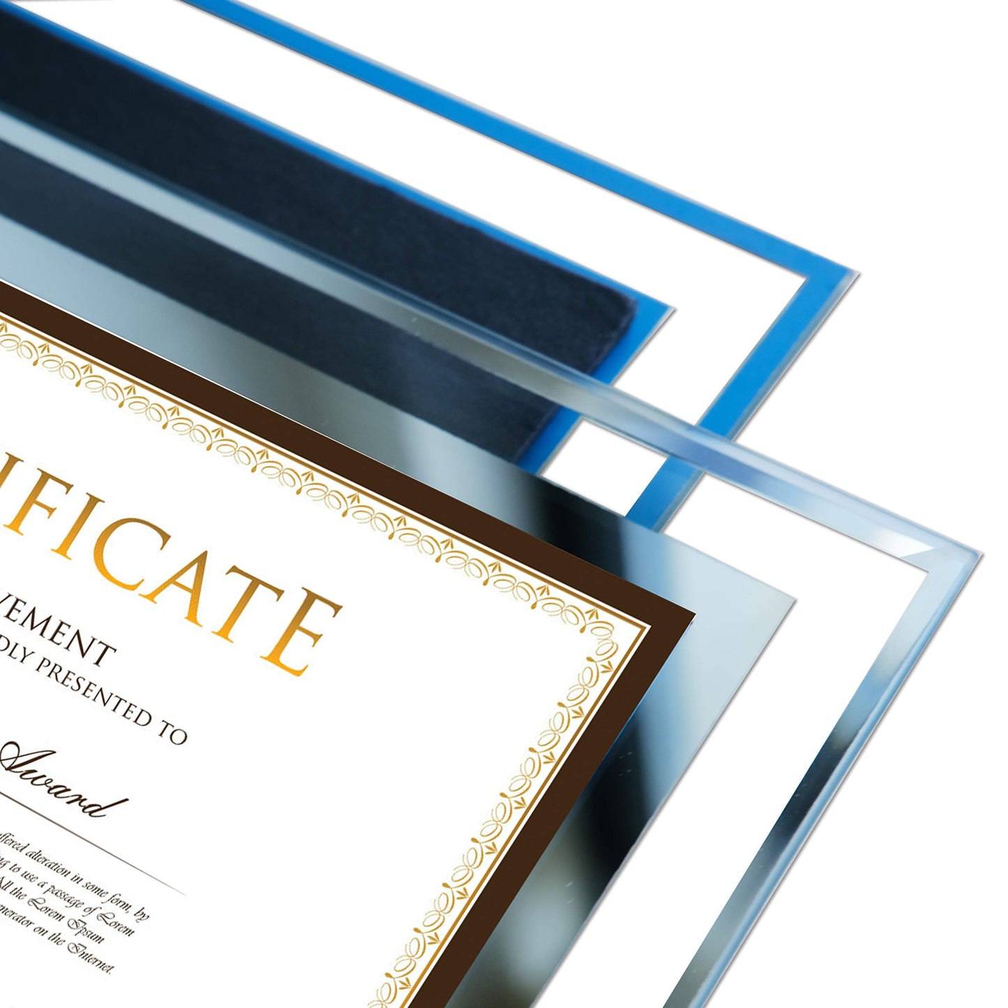 SIMON'S SHOP 4 Pack Picture Frames 8.5 x 11 Frames for Certificates and Awards 8 1/2 x 11 Wall and Tabletop Frame Set, Clear with Silver Trim