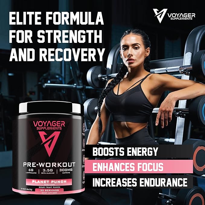 Voyager Pre-Workout Planet Punch ??Creatine-Free Powder w/L-Citrulline, Beta-Alanine, Caffeine ??Supports Energy, Endurance & Focus ??30 Servings ??No Artificial Fillers ??GMP Certified