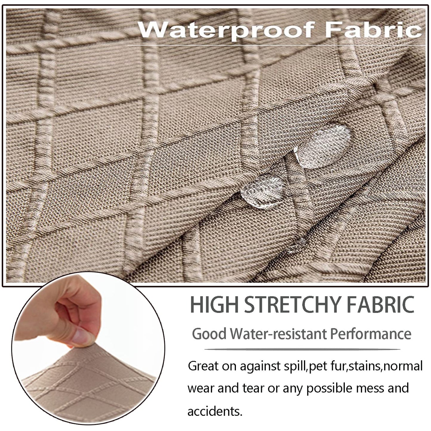 BOGUANG Waterproof Dining Chair Cover,Spandex Fabric Fit Stretch Chair Slipcover,Removable Washable Jacquard Parsons Chair Covers (Khaki,Set of 6)