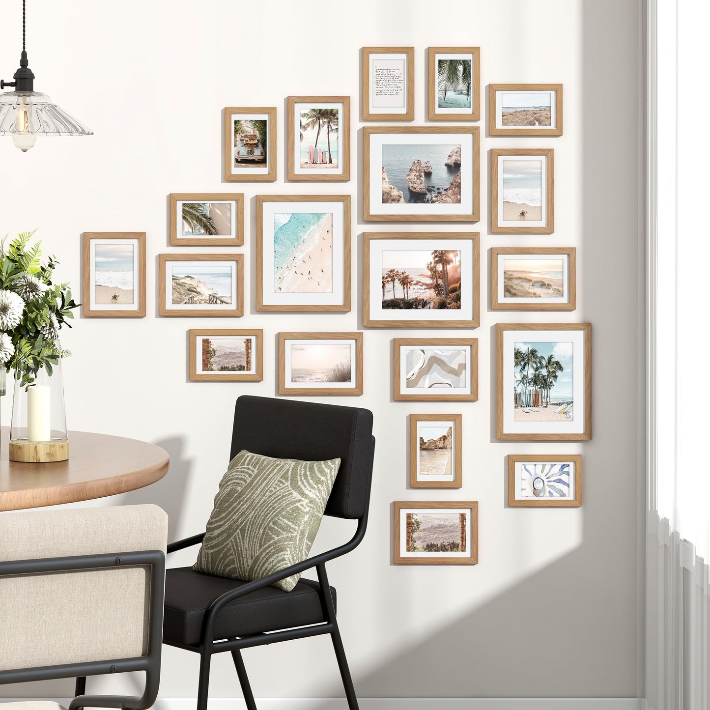 Venusmiles 20 Pack Picture Frames Collage Wall Decor, Gallery Frame Set for Wall Mounting or Tabletop Display, Multi Sizes Including 4pcs 8x10, 8pcs 5x7, 8pcs 4x6, Oak