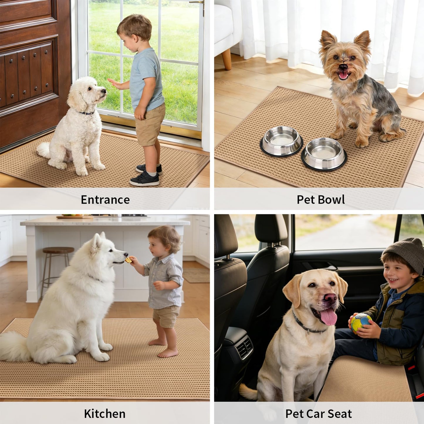 YIHOUSE Indoor Door Mat 24" x 36", Non-Slip Washable Entryway Mat, Dirt Trapper Absorbent Entrance Mat, Low Profile Floor Mat for Front/Back Door, Entryway, Khaki