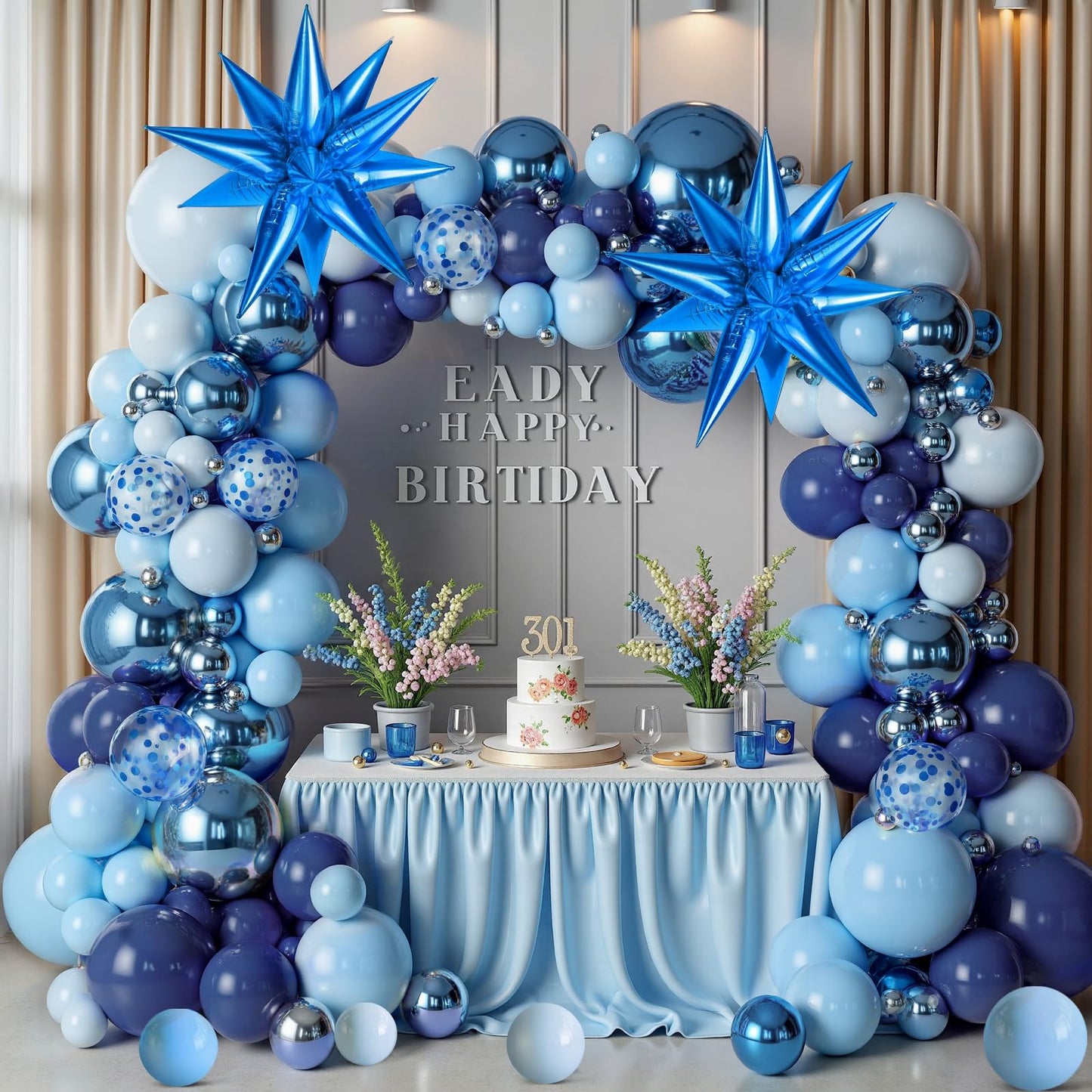 KARLURE Blue Balloons Arch Kit, Different Shades Light Navy Blue Balloons for 2026 Graduation Decorations Grad Class Baby Shower Boy Men Birthday Party Bridal Shower Wedding Anniversary Decorations