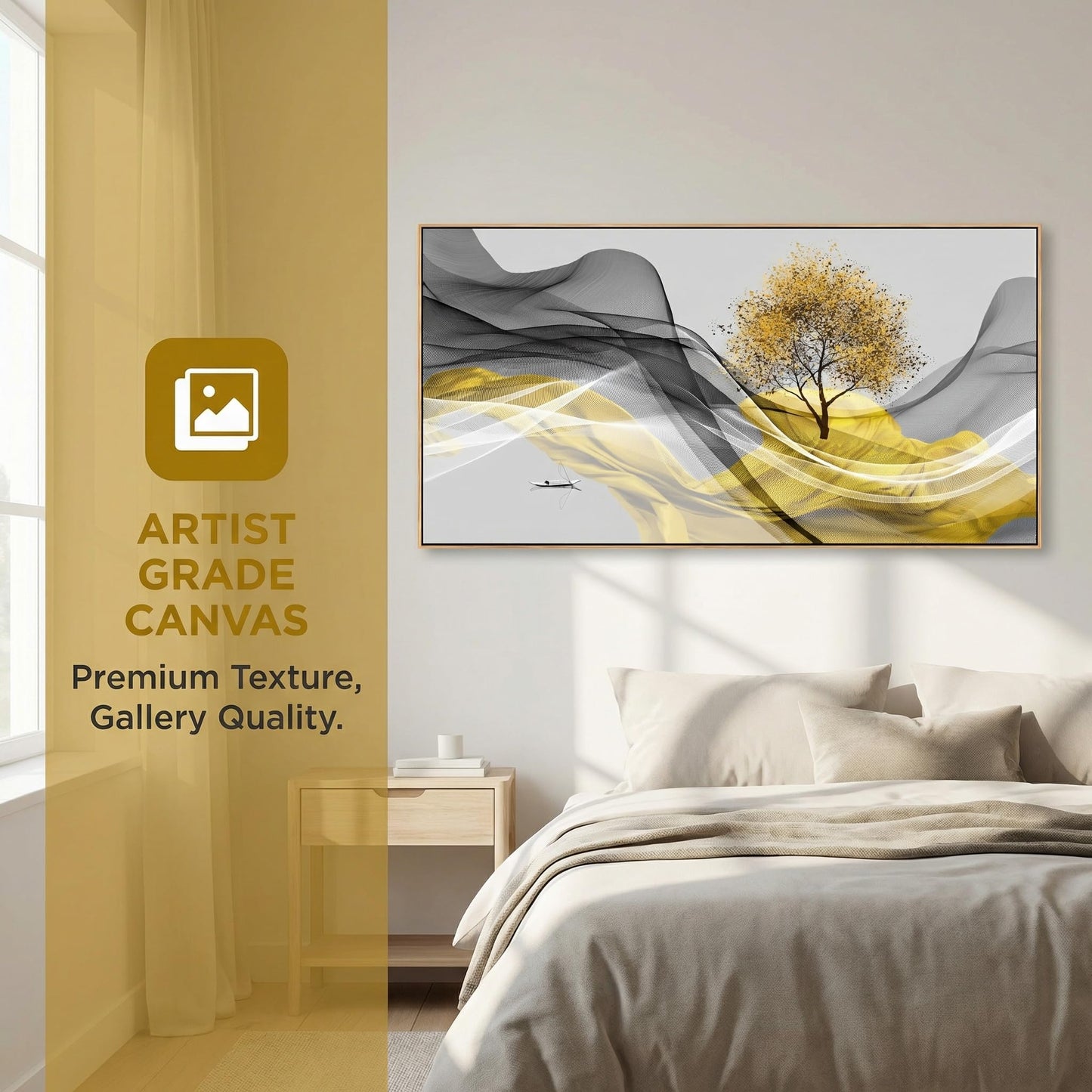 Tucai Decor Framed Wall Art Canvas Modern Light Luxury Abstract Ink Landscape Painting Artwork Waterproof Canvas Print Bedroom Home and Office Wall Art for living Room Wall Decor 24x48inch