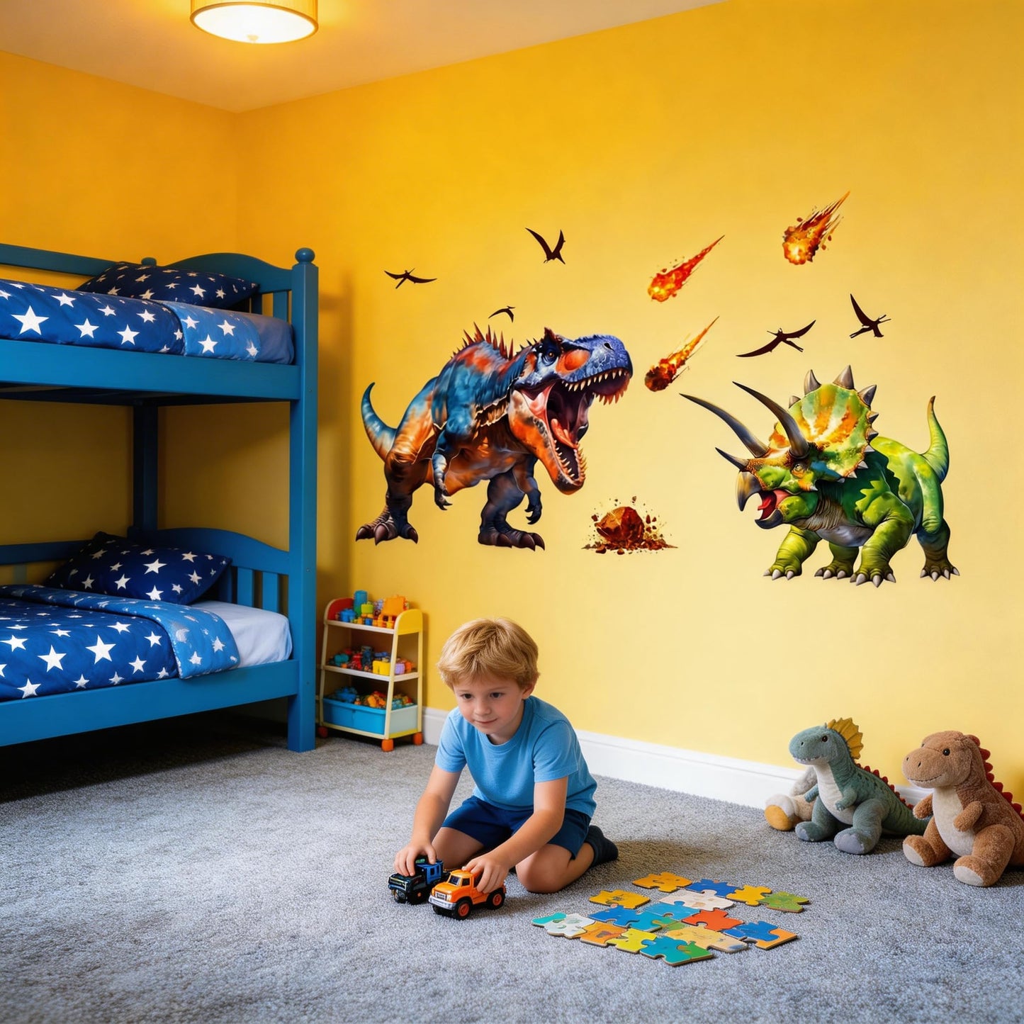 Large Dinosaur Wall Decals Dino Wall Stickers Peel and Stick Wall Art Decals for Boys Room Baby Nursery Kids Bedroom Wall Decor Art (Green 1)