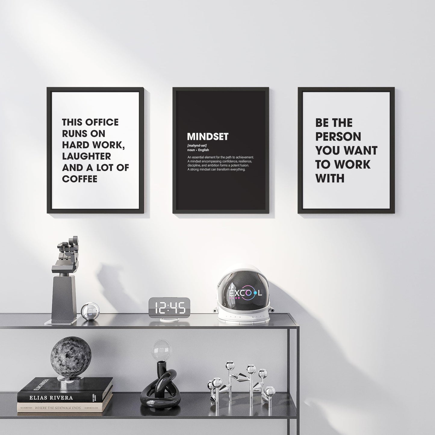 EXCOOL CLUB Teamwork Motivational Quotes Wall Art - 12x16 Mindset Poster Office Pictures, Inspirational Wall Quotes Prints, Black and White Wall Decor for Cubicle Workplace Decorations (UNFRAMED)