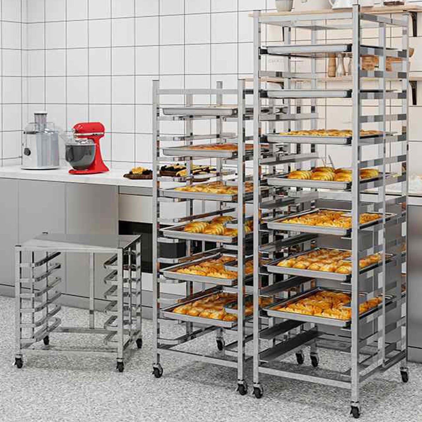 Quick Rack for Baking Pans,15-Tier Baking Rack, Rolling Pan Speed Rack for Cooking - Heavy Duty Home & Commercial Use (150x61x46cm) - Perfect for Cookies, Cakes, and Pastries