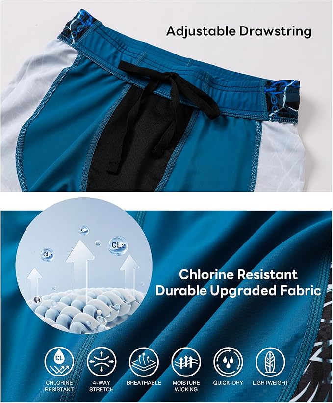 HUGE SPORTS Men's Rash Guard Swim Shorts Compression Swimming Jammer Cool Dry Active Swimsuit Workout Shorts Sports Tights