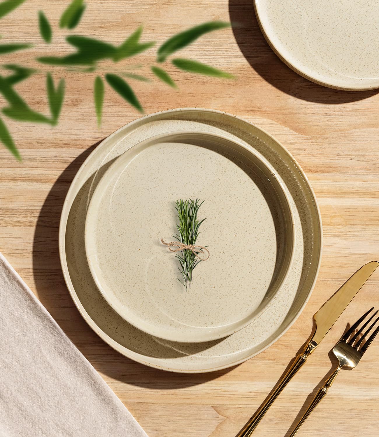 TheTerra Ceramic Dinnerware Sets for 4, 12 Pieces Porcelain Lightweight Speckled Plates and Bowls Sets, Scratch Resistant Dish Set, Oven & Microwave & Dishwasher Safe