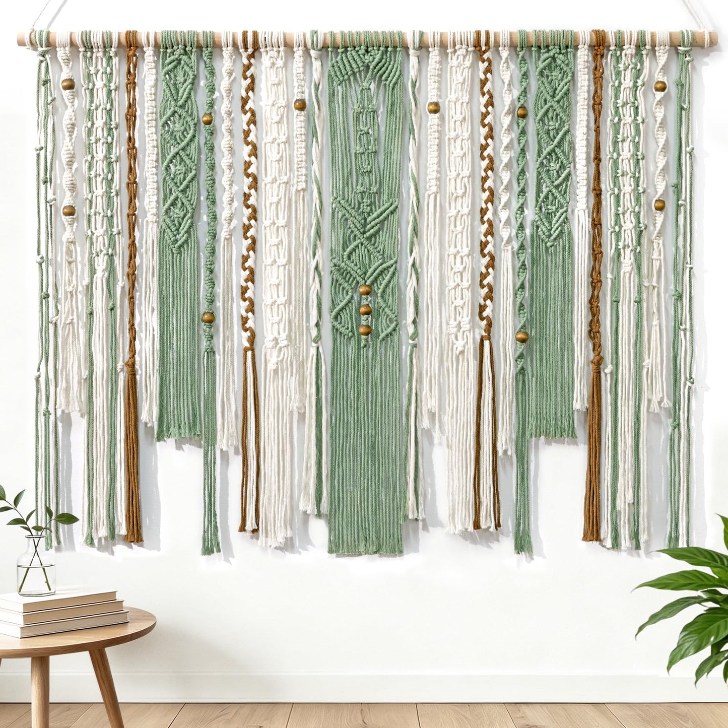 MEIVINES Macrame Wall Hanging Large Wall Art Handmade Woven Tapestry Boho Tapestry Macrame Wall Decor Art Home decoration for Living Room Bedroom Apartment Dorm Wedding Party 38" x 29"