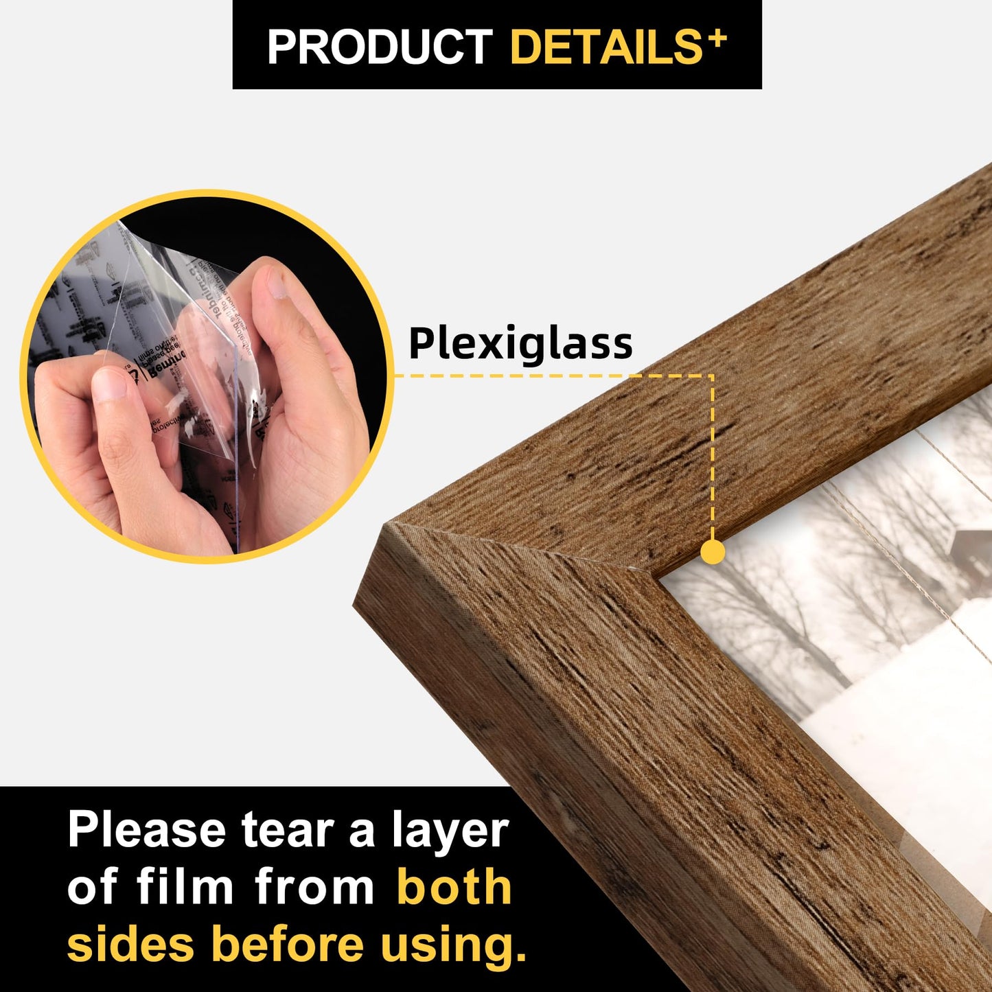 TOFOREVO Picture Frames 4x6 Set of 2 Rustic Wood Grain Photo Frame for Gallery Wall Mounting or Tabletop Display