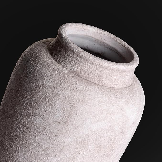Ceramic Flower Vase, Large Rustic Vase Farmhouse Decorative Tall Vase Floral Pottery Vases for Home Decor Table Living Room Entryway Mantel Bedroom Bathroom Kitchen - 12" D