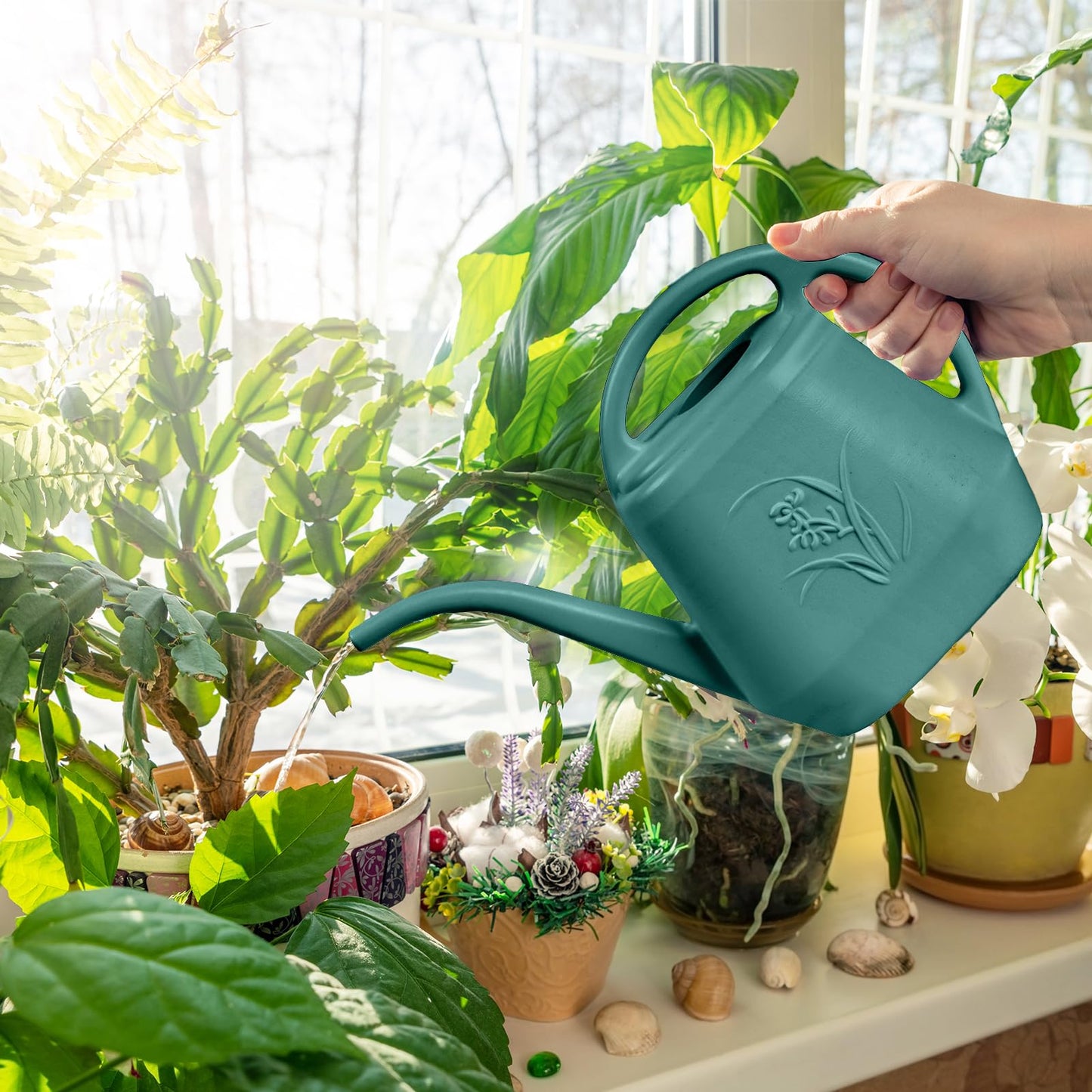 TTAOE GN Grip Watering Can - for Home Plant Garden - 1 Gallon - Green