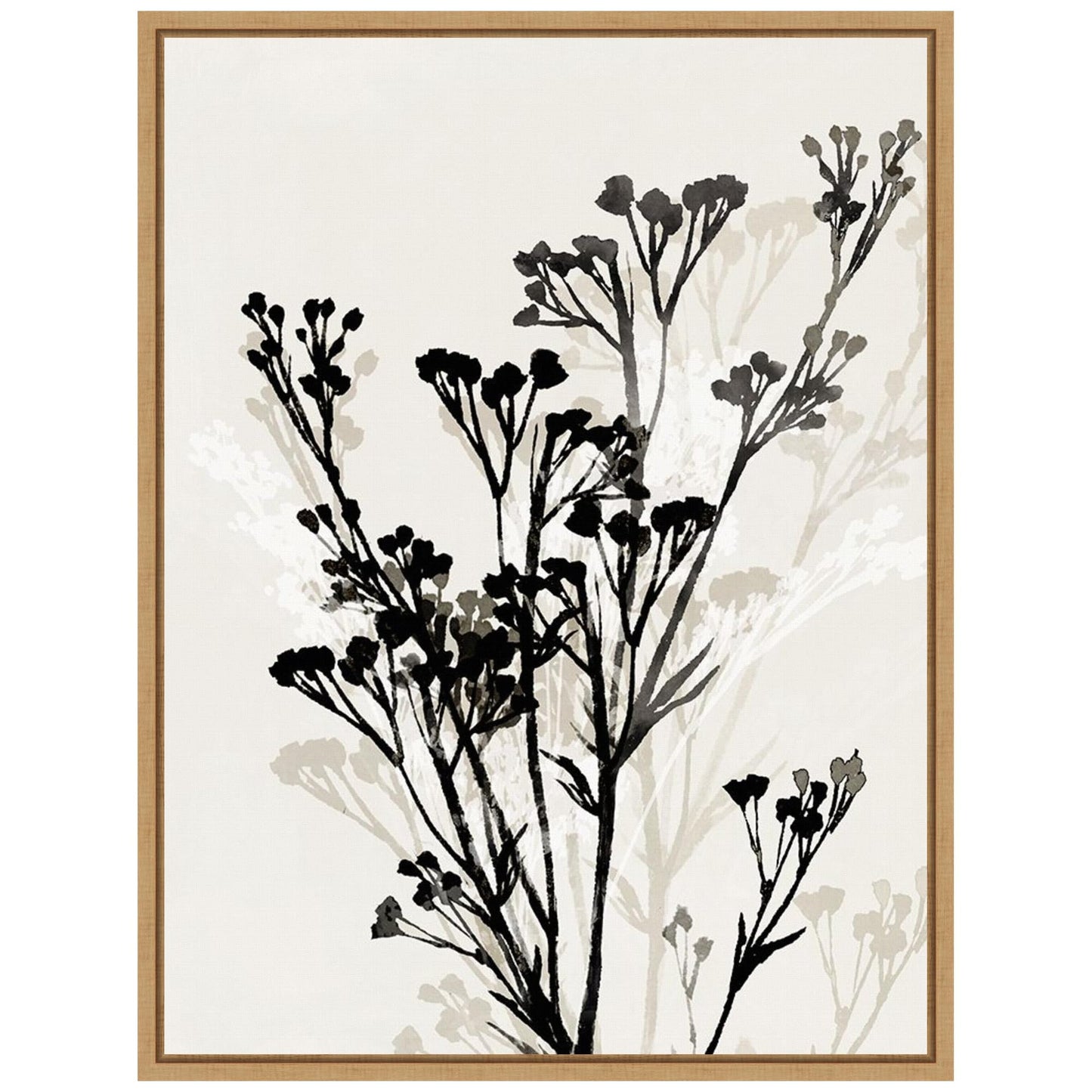Amanti Art Framed Canvas Wall Art 30x23 Silhouettes of Delicate Blooms II by Aria K, Framed Wall Art Canvas, Flowers Artwork, Modern Contemporary Decor, Large Poster Painting for Living Room,