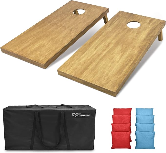 GoSports 4 ft x 2 ft Regulation Size Wooden Cornhole Boards Set - Includes Carrying Case - Full Regulation Size Bean Bag Toss Boards