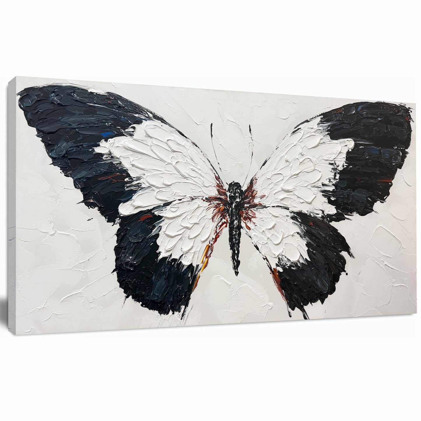 Tarfupth Black and White Butterfly Wall Art for Living Room Hand Painted Butterfly Oil Painting Texture Pictures Large Artwork for Bedroom Office Kitchen Room Aesthetic Decoration 20"x40"