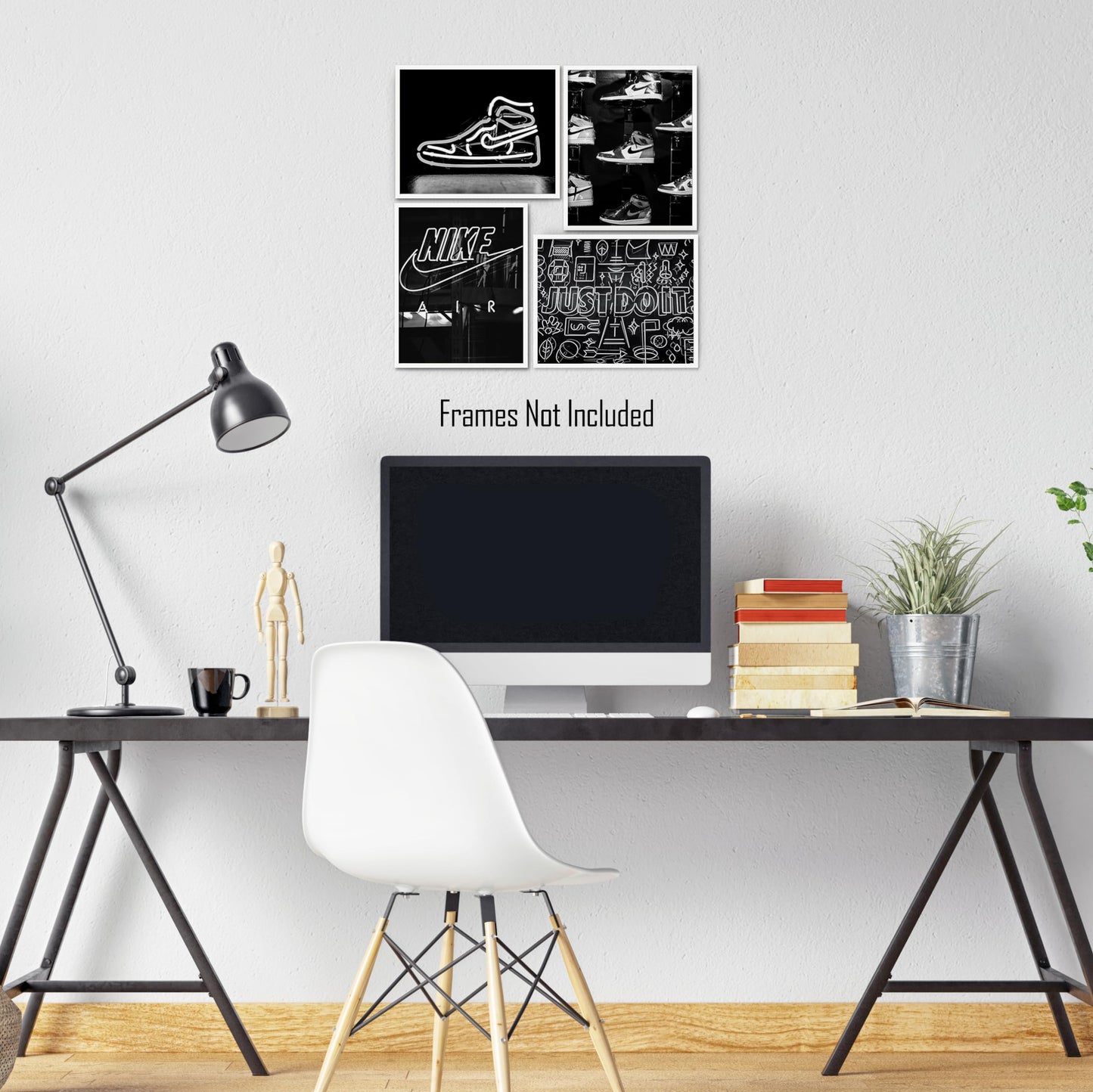 Generic Sneaker Posters (UNFRAMED 8 x 10 Set of 4) Hypebeast Wall Art Shoe Decor Sneakerhead Room Decor Air AJ Teen Boy Room Girl Room Wall Art Prints - Black and White Sneakers QUAD