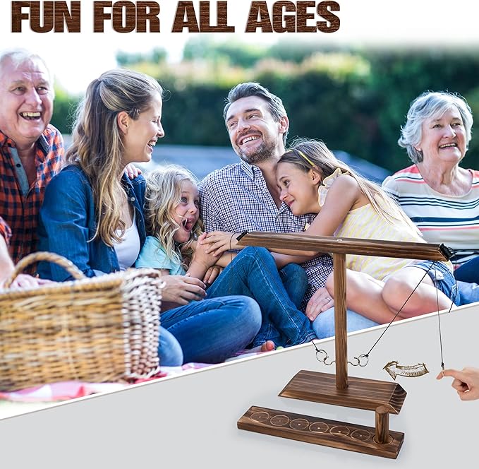 Ring Toss Game for Adults, Wooden Hook and Ring Game Handmade for Bars, Home, Party, Yard Games, Outdoor Indoor Games for All Ages, Large Size 16" X 13"