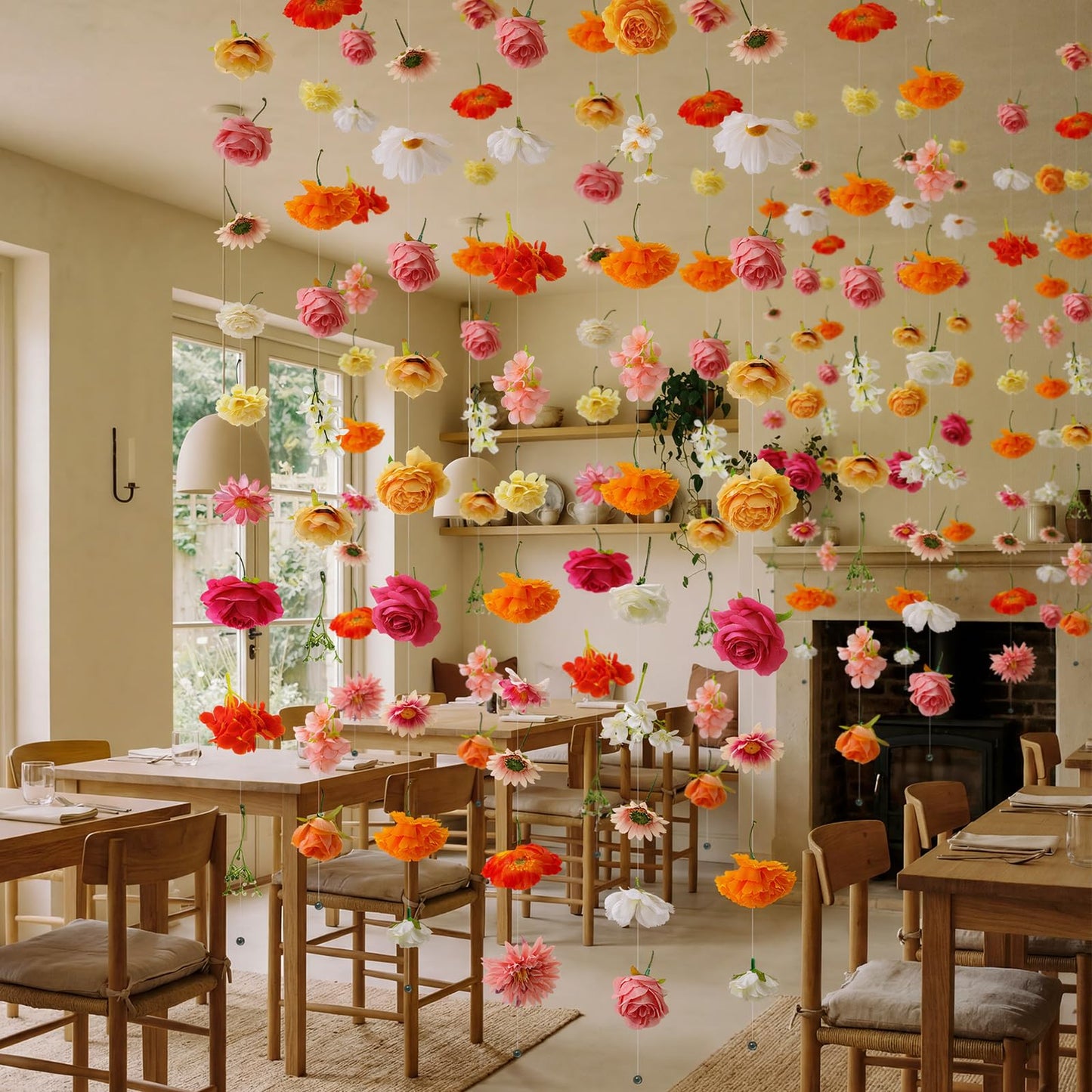XunYee 6 Pcs 35.4 ft Flower Garlands Artificial Wildflower Vines Floral Hanging Backdrop Fake Flower Garlands Faux Silk Wildflower Vine for Wedding Bridal Shower Home Garden Wall Arch Decor(Rose)