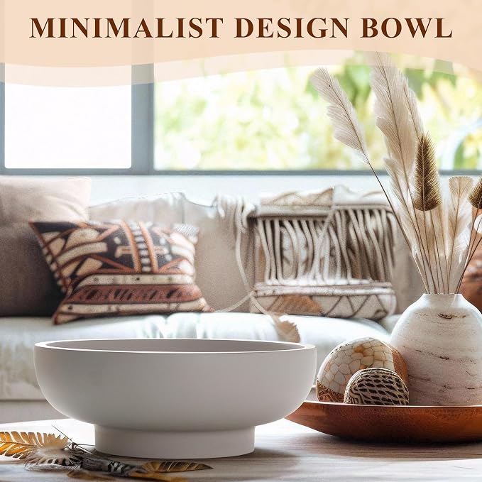 YMXYJM Large Decorative Concrete Bowl, Modern Handicraft Bowls for Home Decor, Decorative Fruit Bowl for Kitchen Counter, Stylish Key Bowl for Entry Table, Gray
