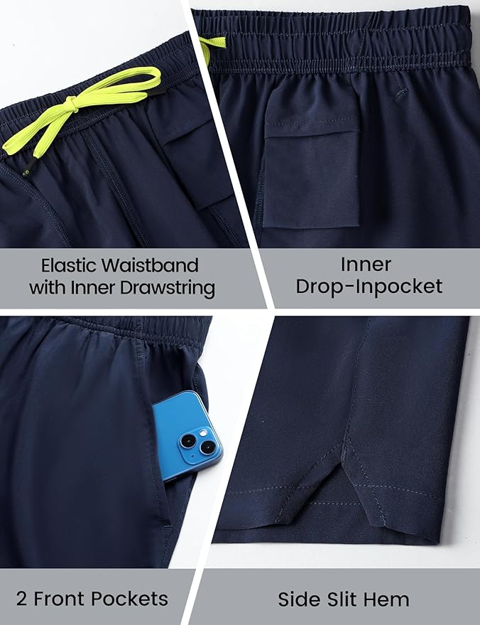 Nepest Men's 5?™â€?Athletic Running Shorts with Pockets, Lightweight Quick Dry Gym Workout Training No Liner Shorts