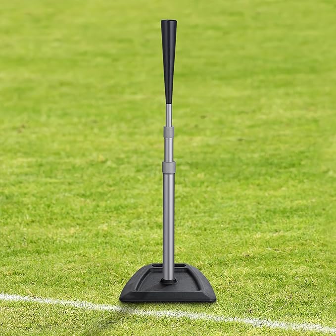 Baseball Tees for Hitting Adjustable Height Batting Tee 24" to 45" Easy Assemble Softball Tee with Rubber Top Heavy Duty Metal Base Hitting Tee for Kids/Youths/Adults
