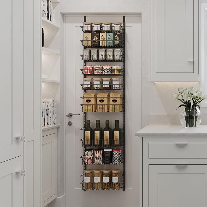 Home-Complete Over the Door Pantry Organizer - 9-Tier Organizer for Bathroom, Closet, or Kitchen Storage - Pantry Organizers and Storage (Black)