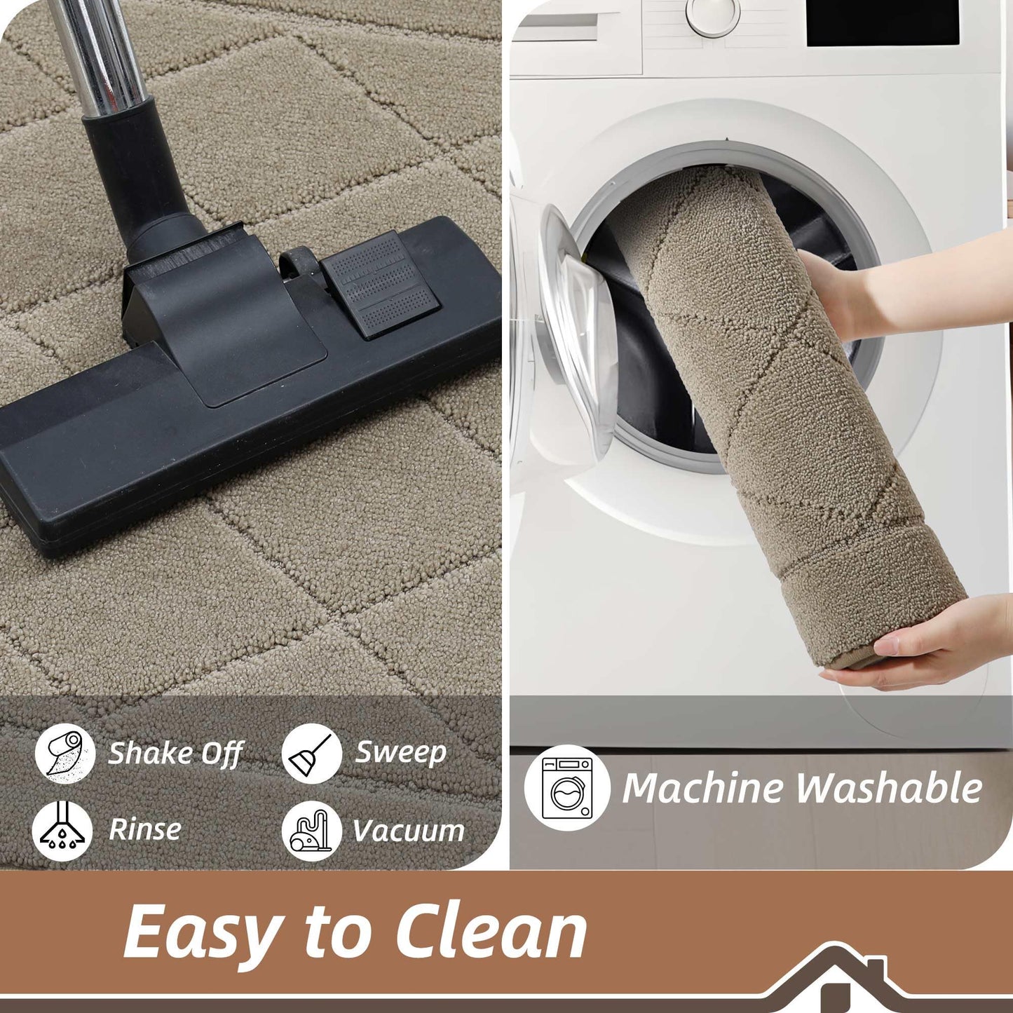 BEQHAUSE Dirt Trapper Door Mat 20" x 32", Doormat Non-Slip Entryway Rugs Washable, Dog Door Mat Stain Resistant and Absorbent Welcome Floor Mat for Front Back Door, Mud Wet Shoes & Paws, Beige