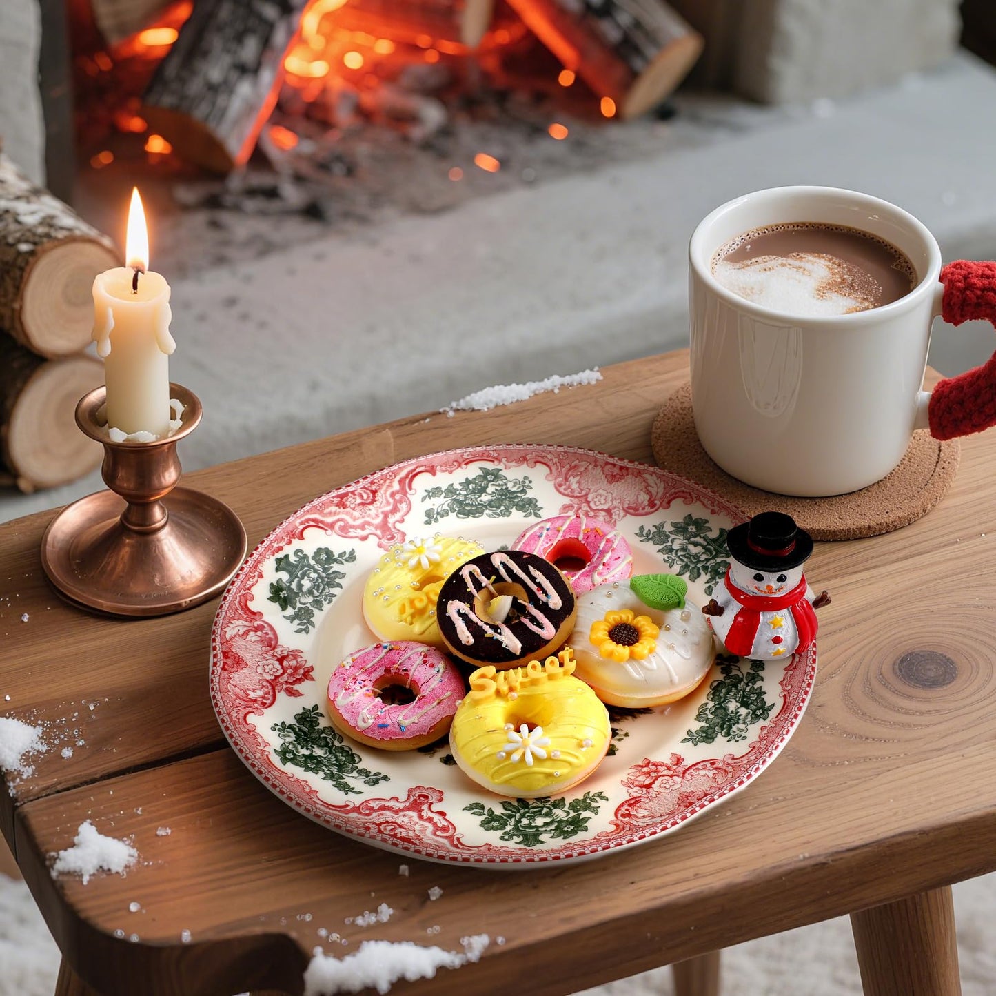 Threehoney Snowman Mini Resin Decorations for Plate Tiny Winter Snowman Decor Hand Painted Festive Holiday Gifts Christmas Party Small Decorative Tabletop Centerpiece Home Office