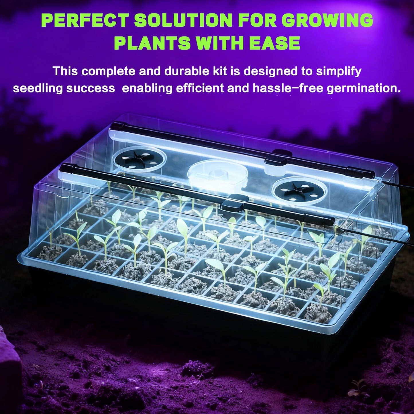 OrionEarth 60-Cell Self-Watering Seed Starter Tray with Grow Light, Upgraded 1–24H Timer, Seed Trays with Humidity Dome, Indoor Gardening System, Starter Kit for Seeds, Plant Germination