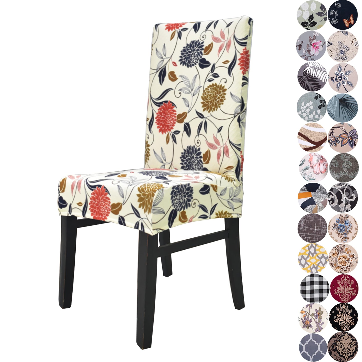 Lalluxy Chair Covers for Dining Chairs Set of 4, Stretchy Soft Parson Chair Covers Removable Washable Kitchen Dining Room Chair Slipcovers with Elastic for Universal Fit (Orange Flowers)