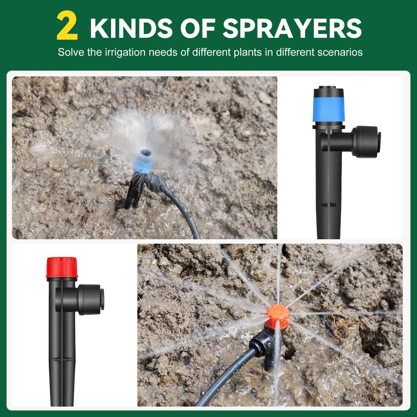 Drip Irrigation System for Garden, 2026-Upgraded Quick Connect Garden Watering Kit All-in-One with 1/2 inch 1/4 inch Irrigation Tubing for Garden, Lawn, Greenhouse, Raised Beds (126FT)