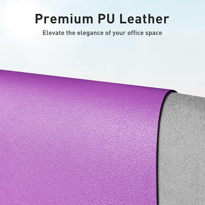 Aothia Faux Leather Desk Mat - Non-Slip PU Leather Desk Blotter, Waterproof Writing Surface, Large Desk Pad for Office & Home (Iris Violet, 55" x 24")
