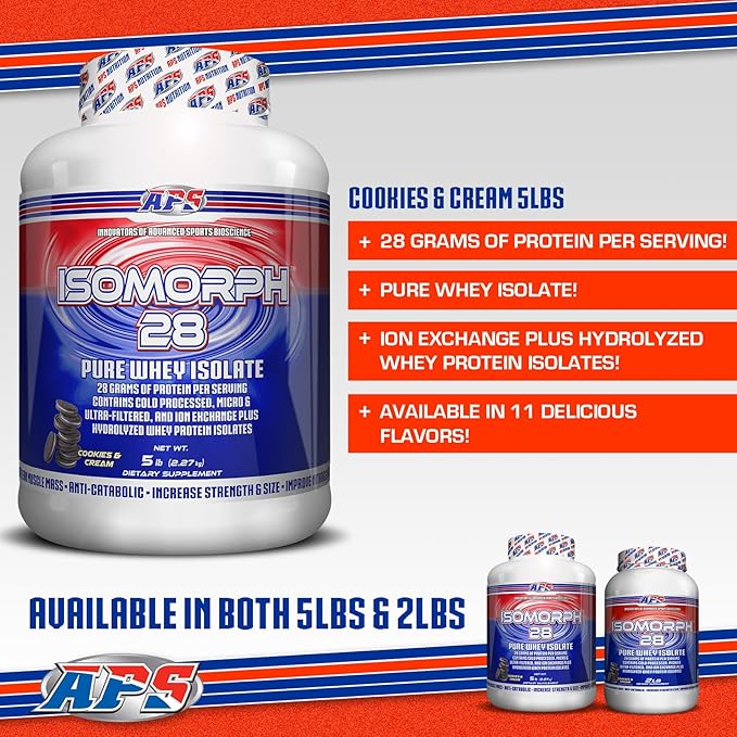 APS Nutrition Isomorph 28 Protein Powder | Pure Whey Isolate | Cold Pressed, Ultra- Filtered, & Ion Exchange Isolates | 28g Protein | 5 Pound (Cookies & Cream)