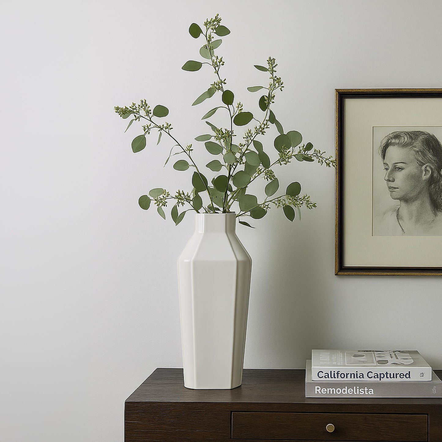 Emissary Home and Garden Quadrant 22.5 in. H Square Ceramic Vase in Gray with High-fire Treatment