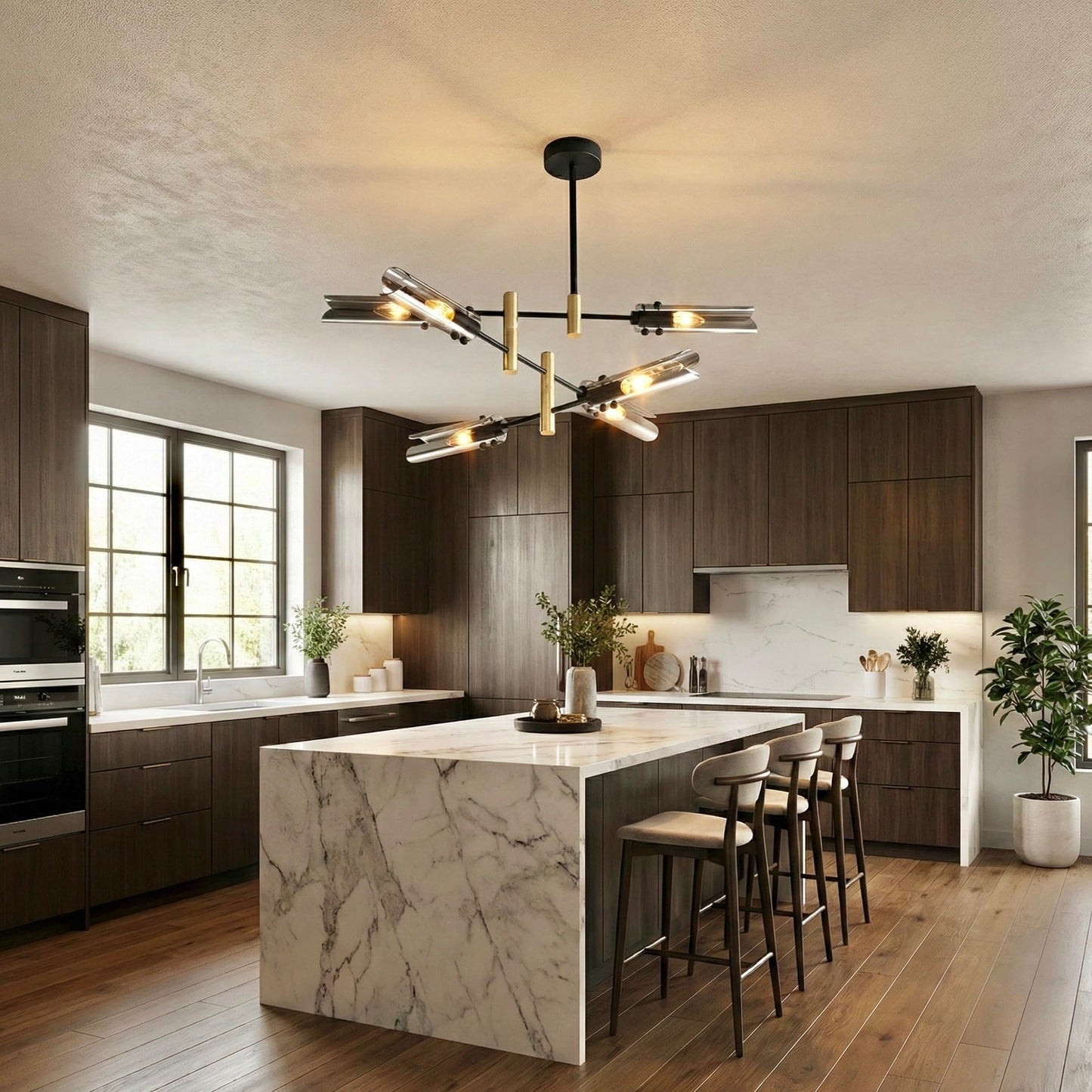 Modern Living room Dining room Sputnik Chandelier, Bedroom Hallway Light Fixtures, Pendant Lights Kitchen Island, Hanging Lights Ceiling Light Farmhouse Kitchen Decor Fixture Lamparas (Black & Gold-6)