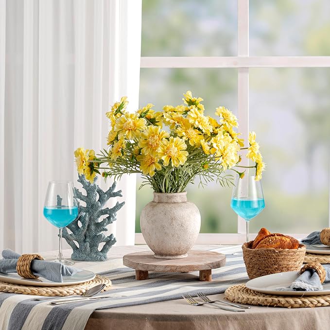 Ceramic Flower Vase, Rustic Farmhouse Decorative Vase Pottery Pampas Grass Vases for Home Decor Table Living Room Entryway Mantel Bookshelf Bedroom Bathroom Kitchen - 6.7" D