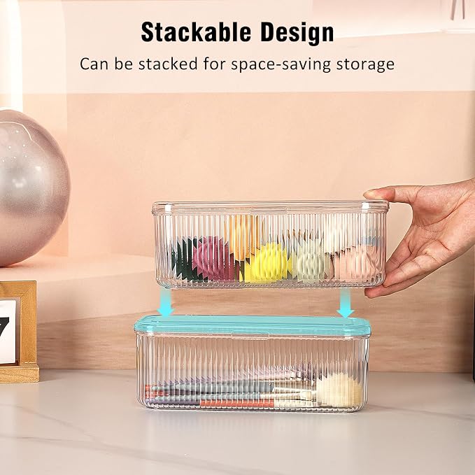 JessLab Makeup Brush Holder Organizer, Clear Makeup Sponges Organizer,Cosmetic Storage Case with Lid Display Case for Vanity, 1 Compartment (3 Pack)