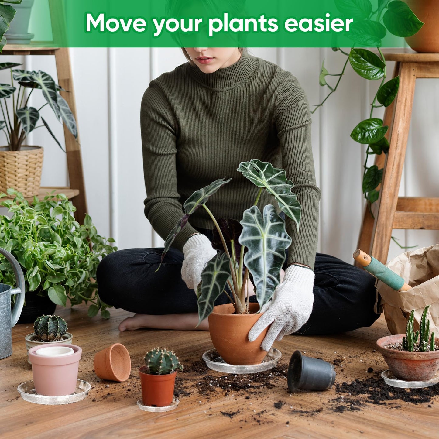 Dovesail 25 Pack Plant Saucer Tray, 6/8 / 10/12 /14 inch Heavy Duty Flower Pot Trays, Plastic Plant Saucer for Indoor & Outdoor Plants, Plant Trays to Catch Water, 5 Pieces of Each Size