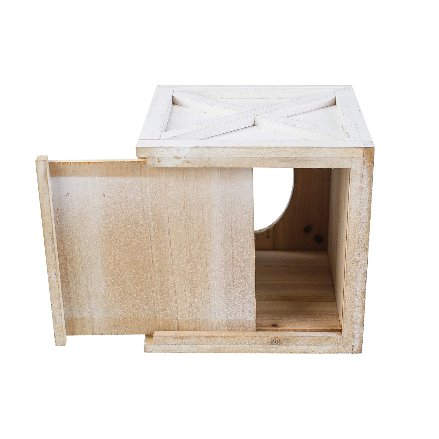 Karisky 2 Pack Square Rustic Wood Tissue Box Cover Holder with Slide-Out Bottom Panel, Farmhouse Facial Paper Dispenser for Bathroom Vanity, Bedroom, Night Stands, Office, 6 x 6 inch, White