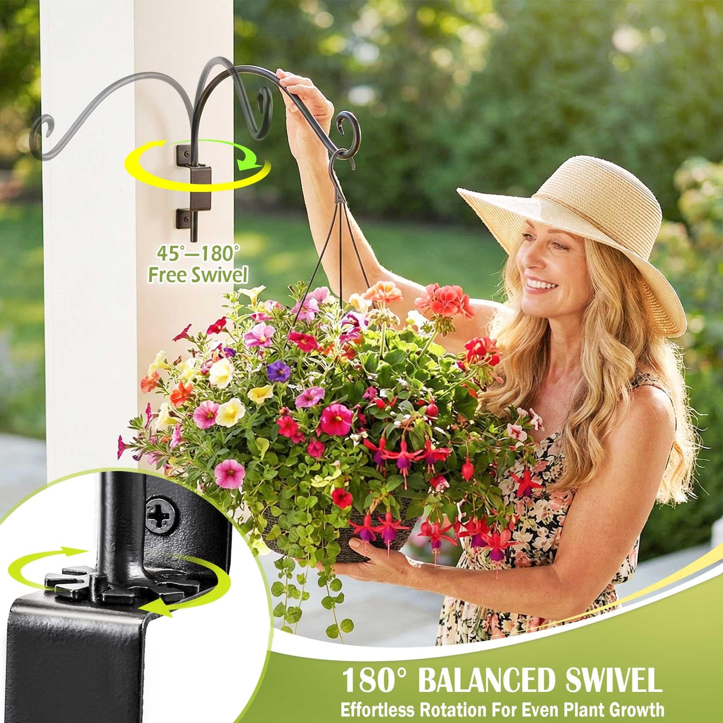 AJART Bird Feeder Hanger of Swivel Hanging Plant Bracket for Outdoor(Black) More Suitable for Outside birdhouses Plant Hooks (16"-2PCs)