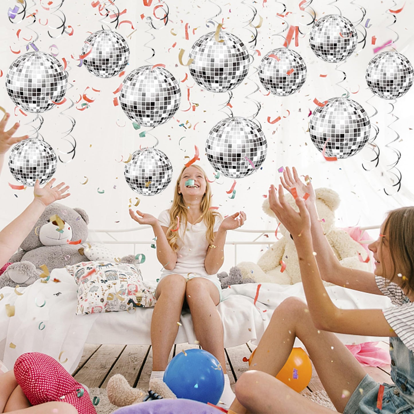 54 Pieces Disco Party Decorations Disco Ball Hanging Swirls 70s Party Hanging Swirls Ceiling Decor for Disco Fever Party 70s Hippie Birthday Party Favors Supplies