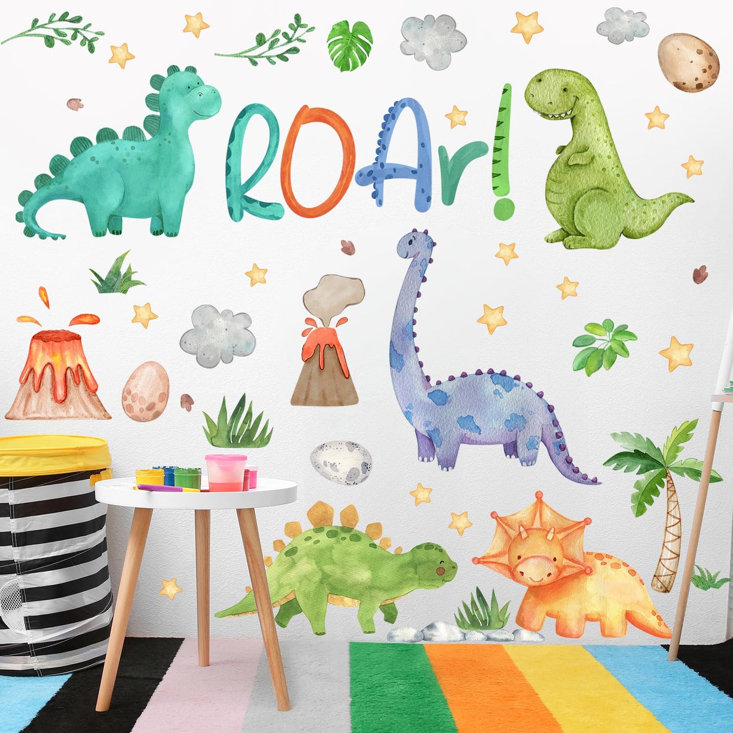 Resurhang Dinosaur Wall Decals Tree Dino Wall Stickers Large Boho Decals Home Decorations for Baby Nursery Boys Girls Bedroom Playroom Kindergarten Daycare Classroom Art Decor