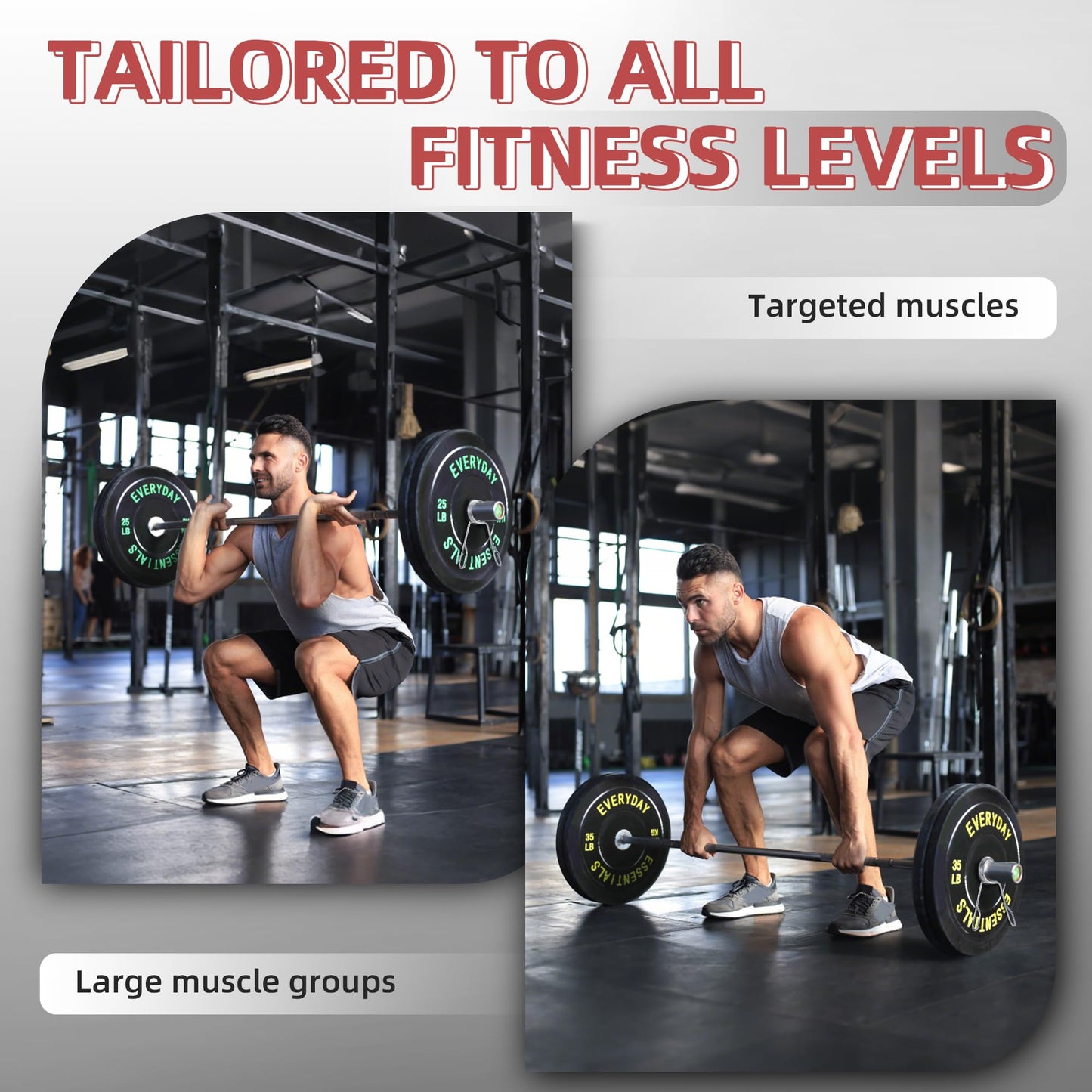 Fitvids 2-Inch Olympic Bumper Weight Plates Set Including 180 LB Weight Plates & 7FT Olympic Barbell Bar, Black